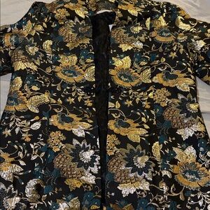 Soft Surroundings Gold and Blue Floral Jacket Brand New With Tags